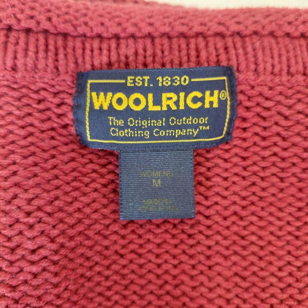 Woolrich Red Sled Sweater LS Knit Rolled Neck Hem SZ M - Picture 7 of 9